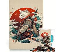 Puzzle da 1000 pezzi con gatto samurai giapponese,gioco di incastro fine,divertente e stimolante per la mente,ideale per momenti di relax,regalo di compleanno (50x75cm)