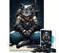 Puzzle da 1000 pezzi con gatto samurai giapponese per ragazzi, gioco di abilità mentale, svago rilassante, design da assemblare, regalo di alta qualità (50x75cm)