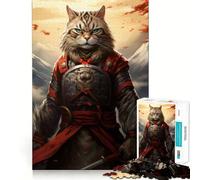 Puzzle da 1000 pezzi con gatto samurai giapponese per ragazzi, gioco intelligente di gruppo, immagine da assemblare, decorazione murale (38x52cm)