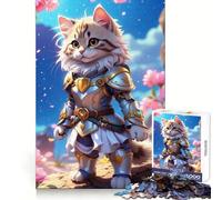 Puzzle da 1000 pezzi con gatto samurai,ideale per adolescenti,stimola la creatività,crea un'atmosfera rilassante e crea un'illusione di evasione Regalo perfetto per le vacanze (50x75cm)