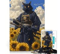 Puzzle da 1000 pezzi con gatto samurai per adolescenti, ideale per rafforzare la memoria, per un divertimento rilassante e di qualità (50x75cm) Regalo perfetto
