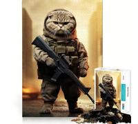 Puzzle da 1000 pezzi con gatto Scottish Fold, soldato, per adolescenti, con effetto rimbalzo, miglioramento, calma, relax, ritaglio chiaro, pezzo da collezione (50x75cm)