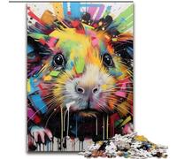Puzzle da 1000 pezzi con gatto senza pelo e graffiti, puzzle impegnativi per l'interazione familiare e un regalo divertente, design astratto vibrante (dimensioni 50x75cm)