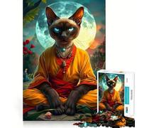 Puzzle da 1000 pezzi con gatto siamese, adolescente mistico, giocattolo che stimola la logica, divertimento per tutta la famiglia, bordo premium, 38x52cm