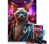 Puzzle da 1000 pezzi con gatto siamese per feste giocattolo per adulti divertente e che stimola la concentrazione ideale per divertirsi con i bordi netti perfetto come regalo di Babbo Natale (38x26cm)