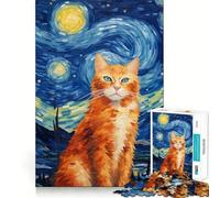 Puzzle da 1000 pezzi con gatto soriano arancione di Van Gogh per adolescenti, gioco che stimola la logica e allevia la tensione, con bordi di qualità, ideale come regalo di Babbo Natale (38x52cm)