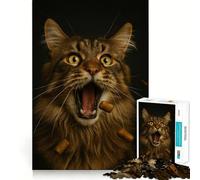 Puzzle da 1000 pezzi con gatto sorpreso che cattura dolcetti, ideale per ragazzi Gioco di logica, momento di relax, design elegante, regalo perfetto 38x52cm