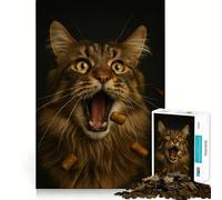 Puzzle da 1000 pezzi con gatto sorpreso che cattura dolcetti, ideale per ragazzi, stimola la memoria e il tempo libero, con bordi puliti Un regalo perfetto 50x75cm