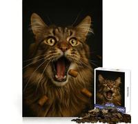Puzzle da 1000 pezzi con gatto sorpreso che cattura dolcetti, ideale per ragazzi, stimola la memoria e il tempo libero, con bordi puliti Un regalo perfetto 50x75cm