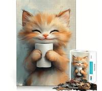 Puzzle da 1000 pezzi con gatto sorridente che tiene in mano un rotolo di carta igienica, ideale per adolescenti Un'opera d'arte da collezione che stimola la memoria e la calma 50x75cm