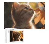 Puzzle da 1000 pezzi con gatto sotto le foglie, puzzle personalizzato in legno per adulti, foto puzzle arte da appendere alla parete, decorazione per compleanno, matrimonio, San Valentino