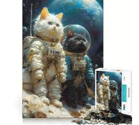 Puzzle da 1000 pezzi con gatto spaziale astronauta per ragazzi, gioco intelligente per interni, taglio preciso, (38x52cm)