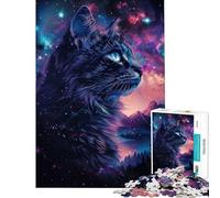 Puzzle da 1000 pezzi con gatto spaziale e galassia sfida di intelligenza gioco avvincente per famiglie e coppie regalo artistico (dimensioni 38x52cm)