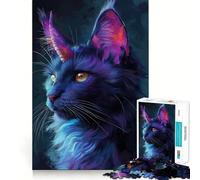 Puzzle da 1000 pezzi con gatto spaziale viola per adulti, stimola la memoria, ideale per il relax, con tagli precisi, perfetto come regalo per le vacanze (38x52cm)