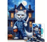 Puzzle da 1000 pezzi con gatto spettrale per adolescenti, gioco di logica, passatempo rilassante, taglio preciso, 38x52cm