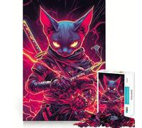 Puzzle da 1000 pezzi con gatto Sphynx Ninja e katana, samurai giapponese, animale, per ragazzi, gioco di abilità mentale, svago, divertimento, design, assemblaggio, regalo elegante 50x75cm