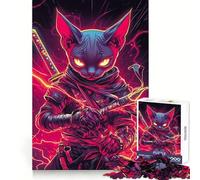 Puzzle da 1000 pezzi con gatto Sphynx Ninja e katana, samurai giapponese, animale, per ragazzi, gioco di abilità mentale, svago, divertimento, design, assemblaggio, regalo elegante 50x75cm