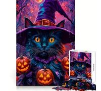 Puzzle da 1000 pezzi con gatto strega per adolescenti, stimolante per la mente, ideale per evadere dalla realtà, con bordi definiti e perfetto come regalo stagionale (38x26cm)