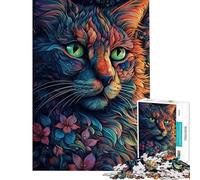 Puzzle da 1000 pezzi con gatto surrealista colorato e divertente ideale per attività a casa sfida impegnativa e antistress adatto a partire dai 14 anni (50x75cm)