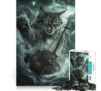 Puzzle da 1000 pezzi con gatto,tempesta e nave,bordi perfetti,divertente rompicapo,regalo per rilassarsi,gioco di compleanno,regalo artistico (50x75cm)