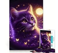 Puzzle da 1000 pezzi con gatto viola e farfalle, per adulti, gioco di logica, divertente da giocare insieme, bordo premium, regalo elegante (38x52cm)