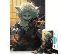 Puzzle da 1000 pezzi con gatto violinista,bordi perfetti,divertente rompicapo,regalo per rilassarsi,regalo di compleanno,arte (50x75cm)