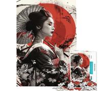 Puzzle da 1000 pezzi con geisha e samurai stile giapponese per adulti gioco rompicapo ideale per passare il tempo durante le vacanze o per compleanni e Natale (dimensioni 38x26cm)