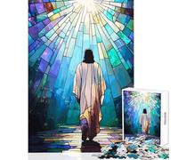 Puzzle da 1000 pezzi con Gesù che cammina verso la luce in vetro colorato antistress ottimo regalo per artisti di giochi educativi collezione di belle arti dimensioni 50x75cm
