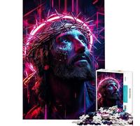 Puzzle da 1000 pezzi con Gesù in luci al neon gioco per adulti ideale per tutta la famiglia perfetto per passare il tempo in casa compleanno e Natale (dimensioni 38x52cm)