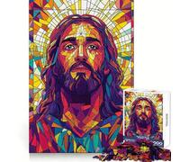 Puzzle da 1000 pezzi con Gesù in vetrata, ideale per adolescenti, con un forte senso logico, perfetto per il tempo libero e il divertimento, con bordi trasparenti e oggetti da collezione 50x75cm