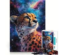 Puzzle da 1000 pezzi con ghepardo nel cosmo Gioco creativo con bordi sottili,attività per stimolare la mente,rilassante,divertente regalo di Natale (38x26cm)