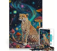 Puzzle da 1000 pezzi con ghepardo nel cosmo Gioco di precisione e stimolante per la mente,ideale per momenti di relax e divertimento,regalo di compleanno (38x52cm)