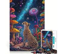 Puzzle da 1000 pezzi con ghepardo sotto le stelle,gioco di precisione e divertente che stimola la mente,ideale per momenti di relax e tranquillità,perfetto come regalo di Natale (38x26cm)