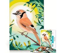 Puzzle da 1000 pezzi con ghiandaia color pesca su un ramo, ideale per ragazzi, gioco mentale, svago e divertimento, taglio di alta qualità, regalo pensato con cura (38x52cm)