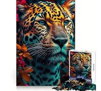 Puzzle da 1000 pezzi con giaguaro arancione in primo piano per adulti, ideale per rafforzare la memoria, un passatempo casalingo, con bordi netti ed elegante, un regalo perfetto (38x26cm)