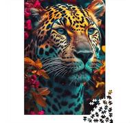 Puzzle da 1000 pezzi con giaguaro arancione in primo piano per adulti, regalo di Halloween, puzzle in legno per adulti, per divertimento in famiglia e serata di giochi, 1000 pezzi (75x50 cm)
