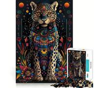 Puzzle da 1000 pezzi con giaguaro decorato per adulti, ideale per stimolare la memoria e il divertimento, con bordi precisi, perfetto come regalo stagionale (50x75cm)
