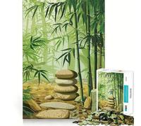 Puzzle da 1000 pezzi con giardino di bambù e pietre,incastri precisi,gioco cognitivo,regalo,momento di divertimento accogliente,scena natalizia (38x52cm)