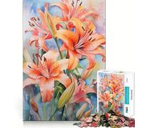 Puzzle da 1000 pezzi con gigli tigrati per adulti, ideale per migliorare la memoria, il tempo libero e ottenere un puzzle preciso, perfetto come regalo per le festività 50x75cm