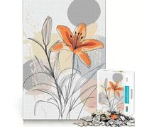 Puzzle da 1000 pezzi con giglio arancione e sfondo astratto, ideale per adulti, un gioco stimolante per la mente, perfetto per il tempo libero Dimensioni nitide, (50x75cm)