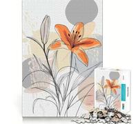 Puzzle da 1000 pezzi con giglio arancione e sfondo astratto per ragazzi, stimola la memoria, gioco rilassante, bordi netti, regalo di alta qualità (38x26cm)
