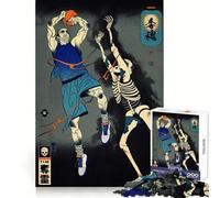 Puzzle da 1000 pezzi con giocatore di basket contro scheletro in stile Ukiyo-e, ideale per adolescenti Un regalo significativo che stimola la memoria, rilassa e dona un senso di benessere (50x75cm)