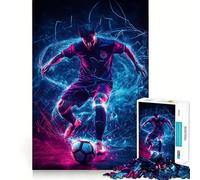 Puzzle da 1000 pezzi con giocatore di calcio e luci al neon ideale per adolescenti Gioco di puzzle per allenare la mente per il gioco di gruppo un'attività artistica da assemblare un regalo classico