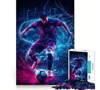 Puzzle da 1000 pezzi con giocatore di calcio e luci al neon per adulti, ideale per stimolare la memoria e divertirsi a costruire immagini (38x26cm)