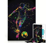 Puzzle da 1000 pezzi con giocatore di calcio in un ambiente a schizzi di colore, ideale per adulti, per rafforzare la memoria, divertimento e relax, bordi netti, regalo classico (38x52cm)