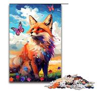 Puzzle da 1000 pezzi con giochi educativi Volpe e Farfalla di Splatters Molti puzzle colorati con nuvole per adulti Puzzle in legno per serate di gioco divertenti in famiglia 75x50 cm
