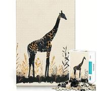 Puzzle da 1000 pezzi con giraffa ad acquerello nell'erba alta Gioco di abilità mentale,incastro stabile,parti che non si spostano Un passatempo divertente per i lunghi weekend (50x75cm)