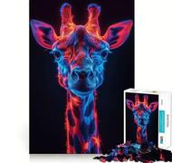 Puzzle da 1000 pezzi con giraffa al neon per adulti e ragazzi, gioco di logica, divertente da assemblare, taglio preciso, (38x26cm)