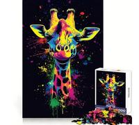 Puzzle da 1000 pezzi con giraffa al neon per adulti, gioco di logica e abilità, antistress, taglio preciso, regalo prezioso (50x75cm)
