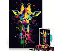 Puzzle da 1000 pezzi con giraffa al neon per adulti, gioco di logica e abilità, antistress, taglio preciso, regalo prezioso (50x75cm)